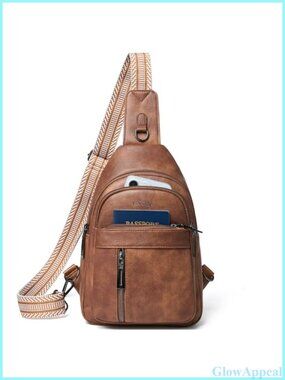 PU Leather Sling Bag Crossbody Fanny Pack Travel Backpack